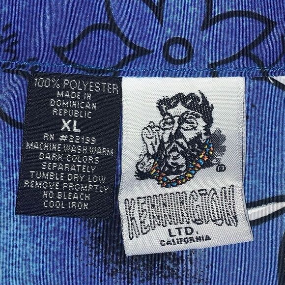 Vintage Kennington Men’s XL‎ Blue White Floral Camp Hawaiian Button Down Shirt - Picture 2 of 5